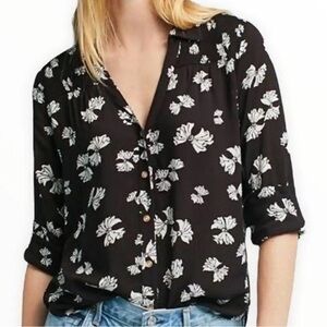 MAEVE Anthropologie Emory Button Down with Bow Print
